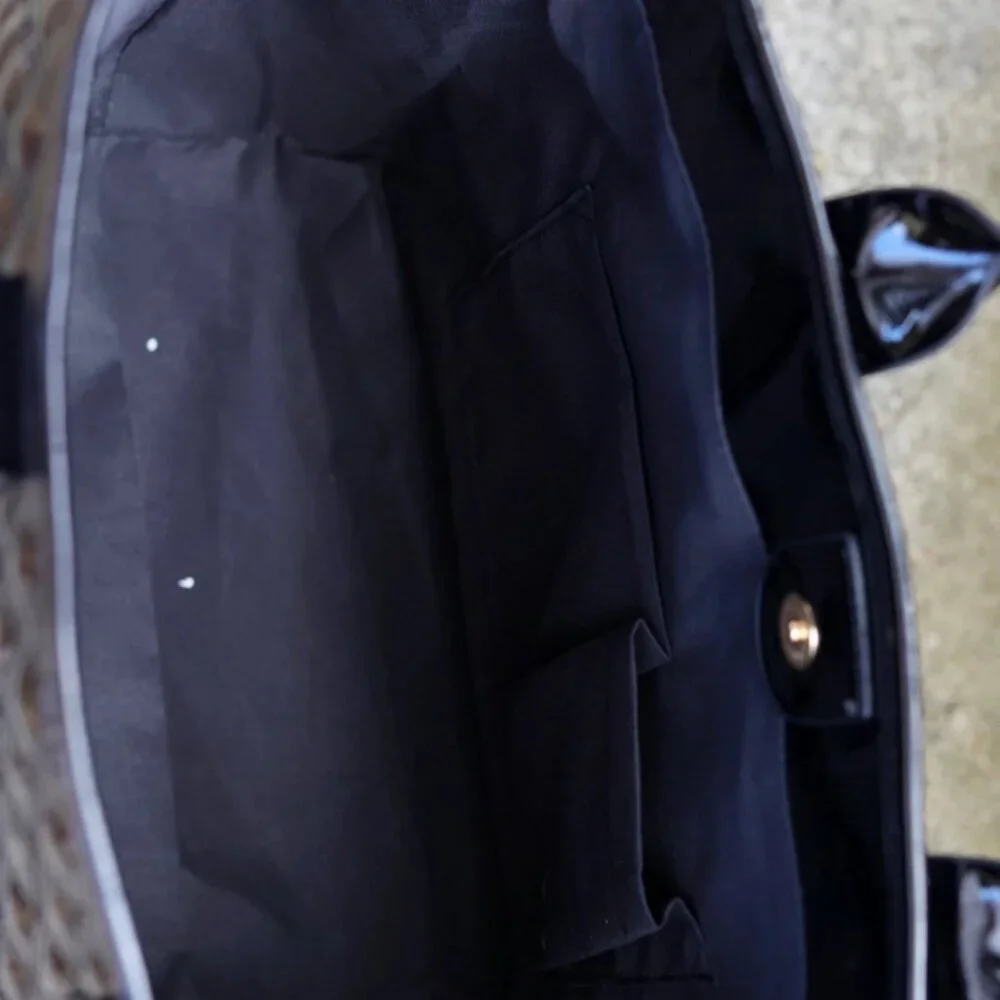 Caroline Hill Melissa Black Patent Leather Tote Handbag - Picture 6 of 11